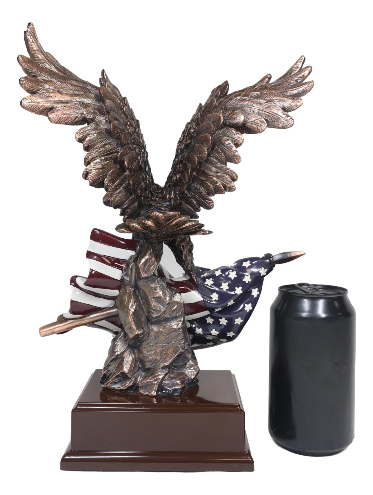 Ebros Wings of Glory Majestic Bald Eagle Clutching On USA American Flag Statue - Ebros Gift