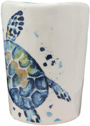 Ebros Blue And White Sea Turtle Ceramic Dinnerware (Drinking Cup Mug, Set of 2)