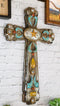 Rustic Southwestern Turquoise Ornate Patterns Western Star Concho Wall Cross
