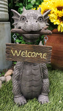 Ebros Bienvenidos Welcome Sign Dragon Garden Greeter Bobblehead Statue Faux Stone