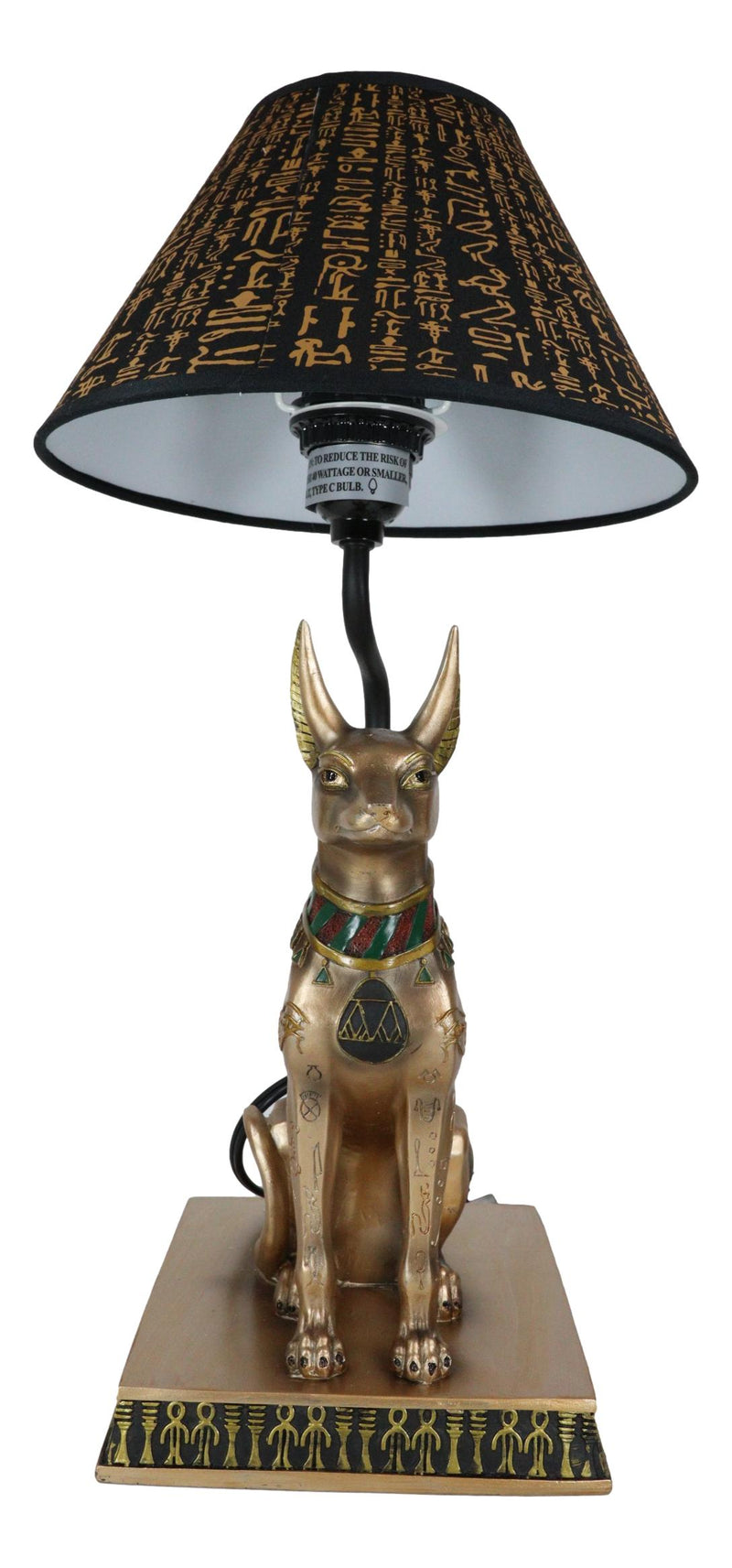 Bronzed Egyptian God Of Afterlife Death And Mummies Anubis Table Lamp Statue