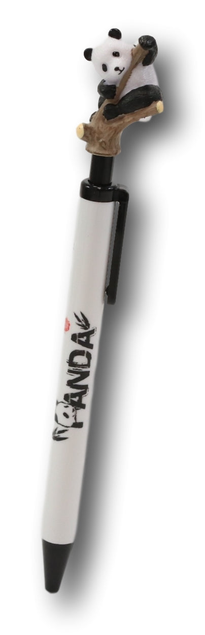 Pack Of 4 Panda Bear Cub Climbing On Tree White Ballpoint Ball Black Ink Pens - Ebros Gift