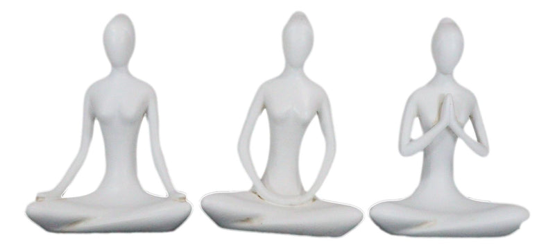 Set of 3 Zen Calming Meditation Women Yoga Mudra Poses Abstract Figurines