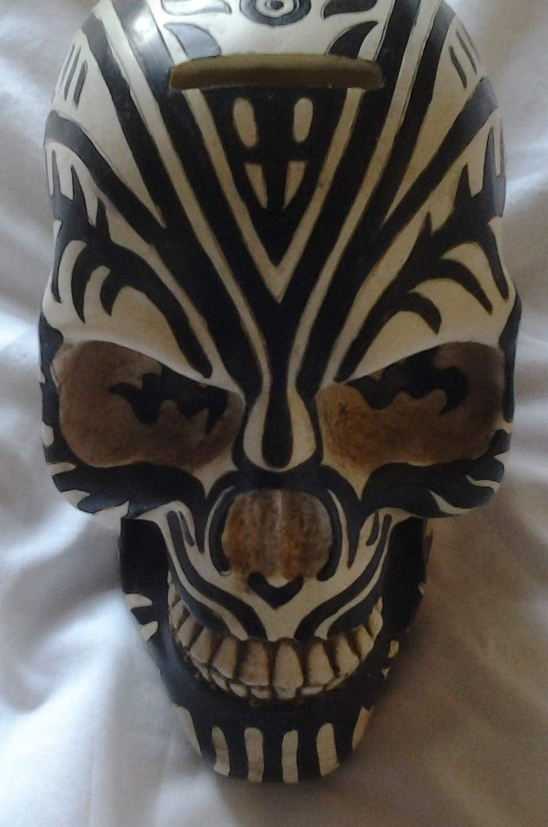 Tribal Tattoo Haka Warrior Maori Skull Money Bank Statue Ossuary Gothic Skeleton