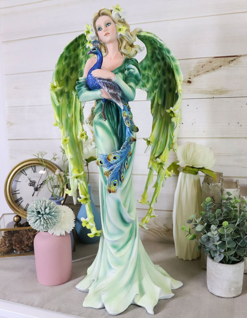 Ebros Large 21.75" Tall Iridescent Peacock Flower Fairy Mother Decorative Statue