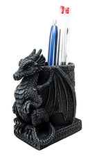 Ebros Medieval Fantasy Smaug Dragon Stationery Holder Statue Gothic Dragons Organizer Office Desktop Pen Pencil Holder Figurine 4.75" Tall Gothic Gargoyle Sentry - Ebros Gift