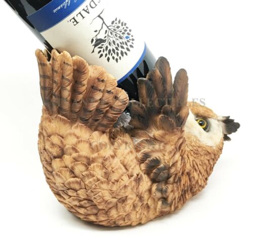 Wisdom Of The Woods Enchanted Great Horned Tiger Owl Wine Bottle Holder Decor