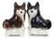 Ceramic 'Not Fat' Black Brown Huskies Dogs Salt And Pepper Shakers Figurine Set