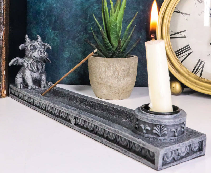 Gothic Fantasy Winged Baphomet Goat Gargoyle Incense Burner And Candle Holder