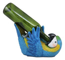 Rio Rainforest Jungle Blue Scarlet Macaw Parrot Wine Bottle Holder Figurine