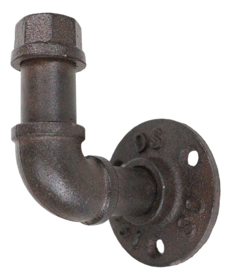 Pack of 2 Cast Iron Rustic Western Vintage Antiqued Industrial Pipes Wall Hooks