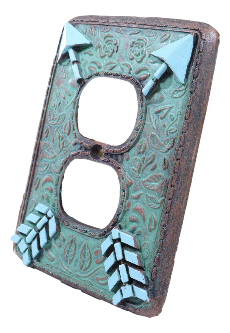 Indian Turquoise Crossed Arrows Friendship Wall Double Receptacle Plates Set