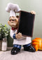 French Bistro Head Chef Jean With Hat And Red Necktie Holding Black Board Statue