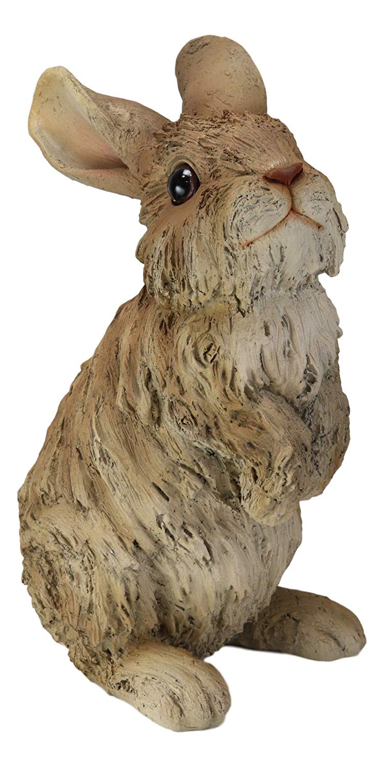 Ebros Realistic Faux Driftwood Finish Design Standing Bunny Rabbit Resin Statue 9.75"H