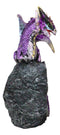 Space Purple Iridescent Dragon On Faux Geode Rock Quartz Crystal Cove Figurine