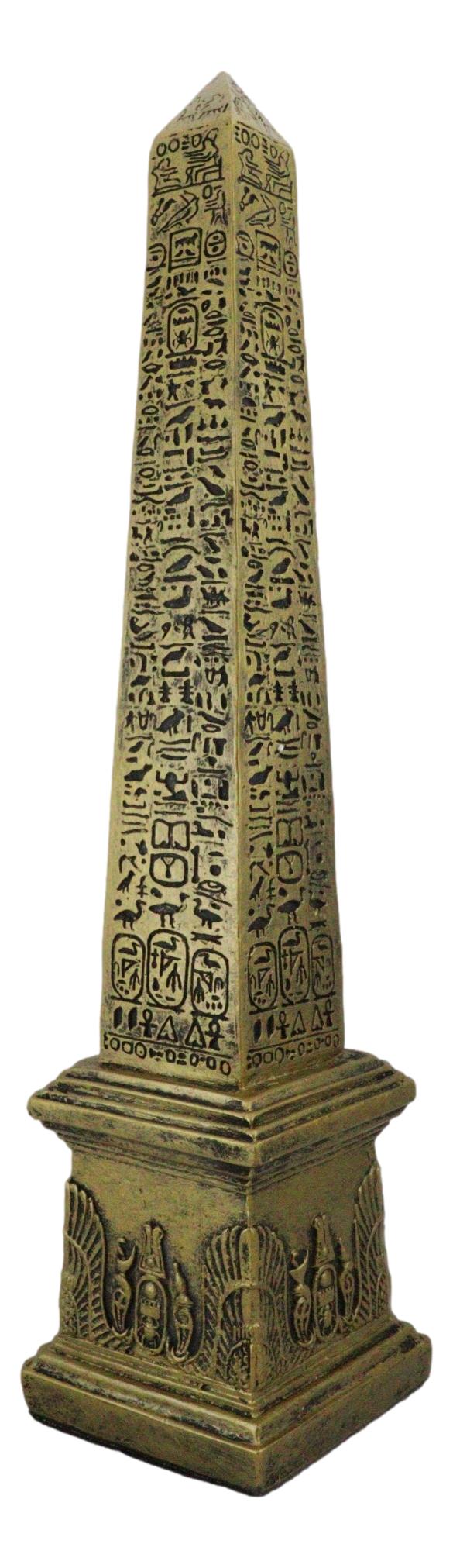 Ebros Egyptian Theme Obelisk Temple of Ra with Hieroglyphs 10" Tall Sculpture - Ebros Gift