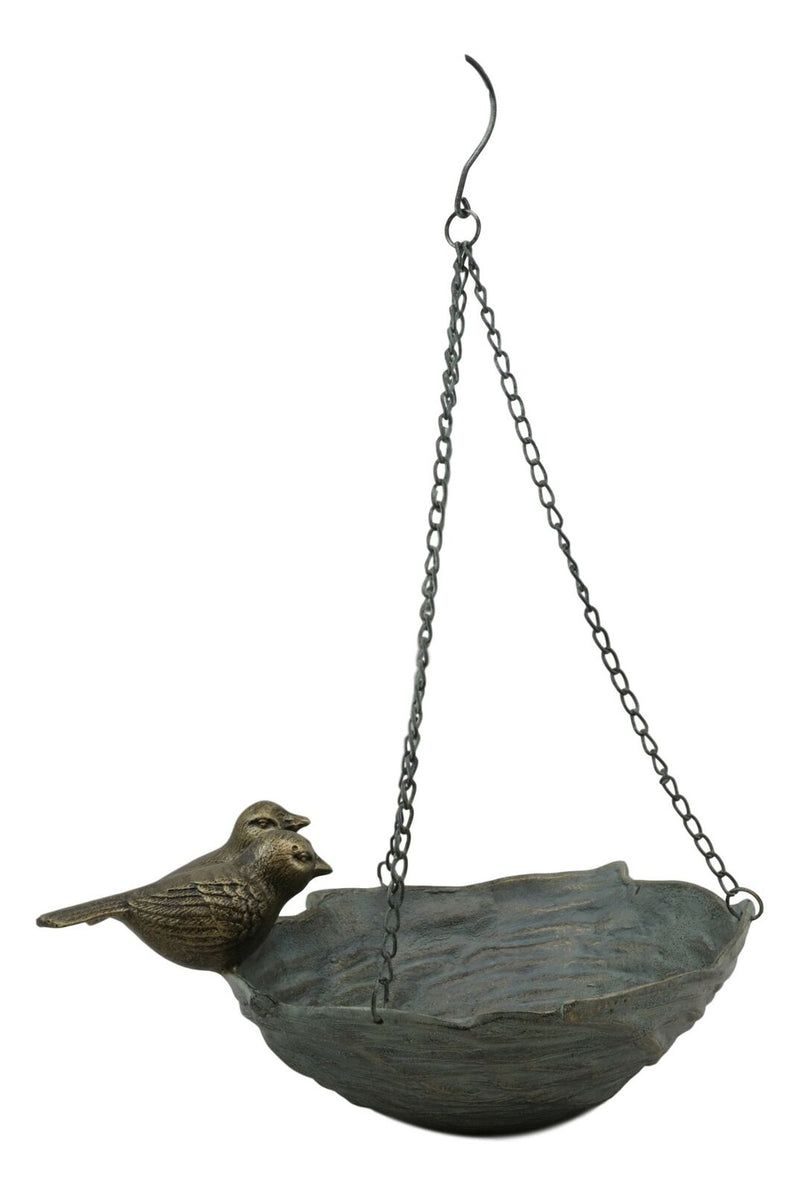 Ebros Gift 21" Tall Aluminum Metal Rustic Whimsical Perching Pair of Lovebirds Hanging Bird Feeder Or Nest Holder Garden Outdoors Sculpture for Lawn Pool Patio Pool Backyard Decor Accent