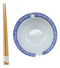 Ebros Ming Style Blue And Black Ramen Udong Noodles 5" Diameter Bowl With Built In Chopsticks Rest and Bamboo Chopsticks Set for Asian Dining Soup Rice Meal Bowls Decor Kitchen (Tombo Dragonfly)