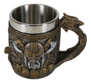 Norse Viking God Thor Mjolnir Hammer With Longship Dragon Boat Coffee Mug Cup