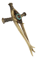 Turquoise Gemstones Ring On Intertwined Buck Deer Antlers Bone Wall Cross Decor