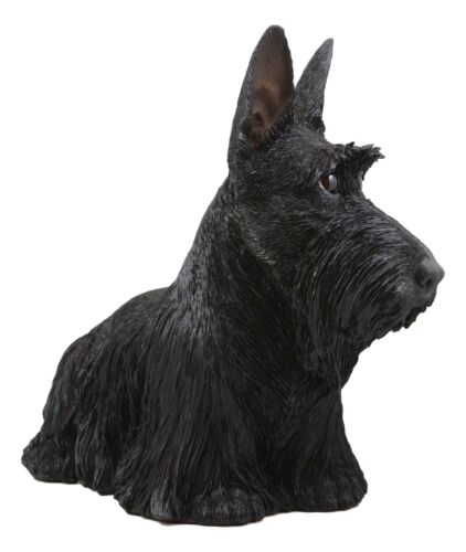 Large Lifelike Black Longhaired Scottish Highlands Terrier Statue Scottie Decor