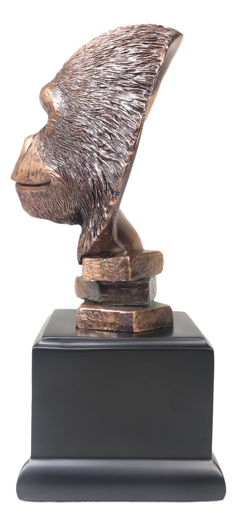 Rainforest Silverback Gorilla Head Bust Statue in Bronze Electroplated Finish - Ebros Gift