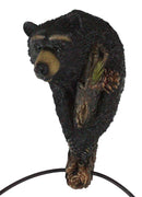 Rustic Western Forest Black Bear Holding Pinecone Branch Hand Towel Holder Ring