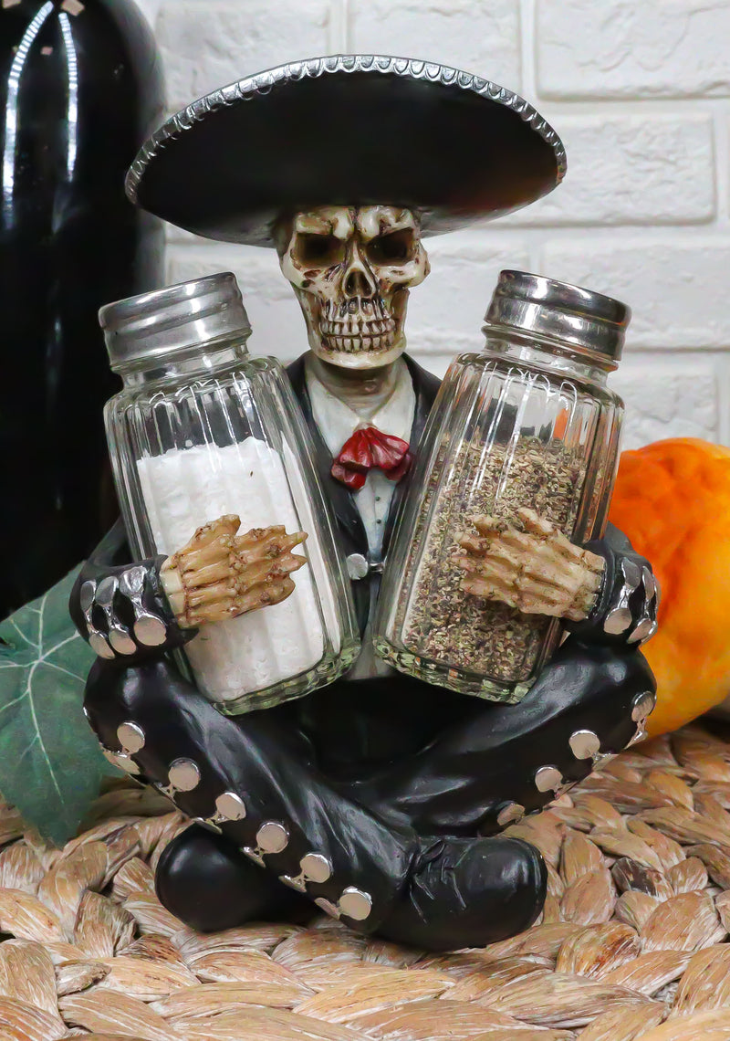 Ebros Day of The Dead Skeleton Mariachi Wedding Singer Salt Pepper Shakers