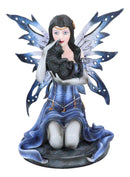 Ebros Blue Celestial Witch Fairy Cradling A Mystical Black Cat Statue 8.25" Tall