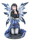 Ebros Blue Celestial Witch Fairy Cradling A Mystical Black Cat Statue 8.25" Tall