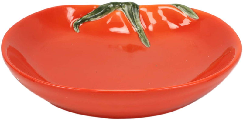 Ebros 6.5" Diameter Ceramic Fruity Red Tomato Fruit Small Serving Plate (1 PC)