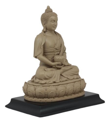 Meditating Buddha Shakyamuni On Lotus Throne Altar Statue 6"H On Wooden Pedestal