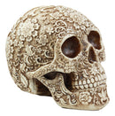 Ebros Natural Antique Skull Bone Floral Skull Statue 8"L Day Of The Dead Decor