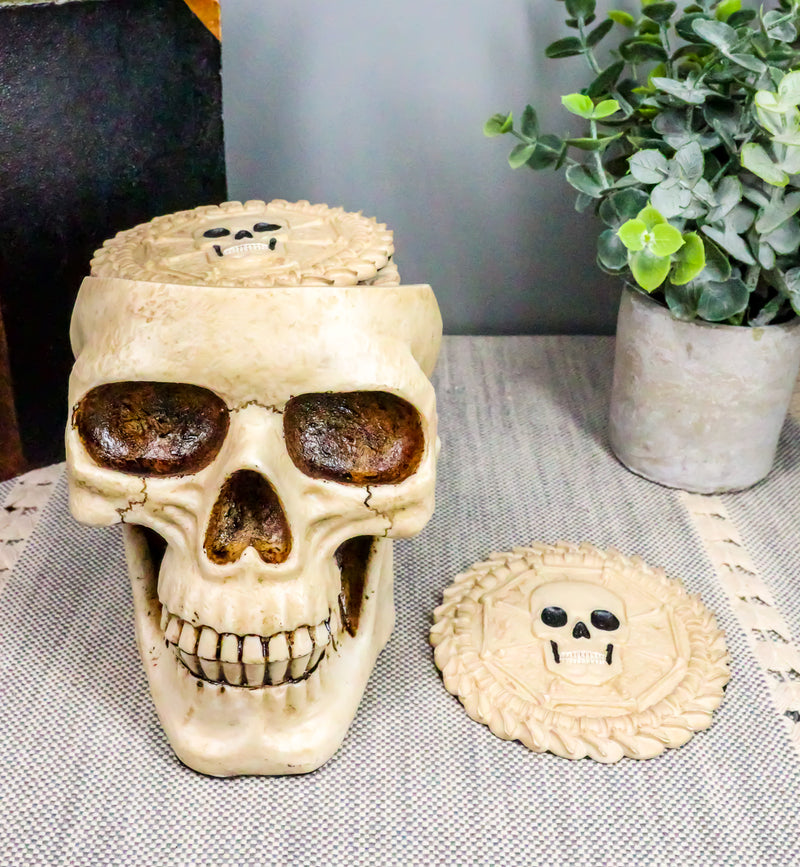 Ebros DOD Ossuary Skull Cranium Coaster Set Statue Holder W/6 Coasters