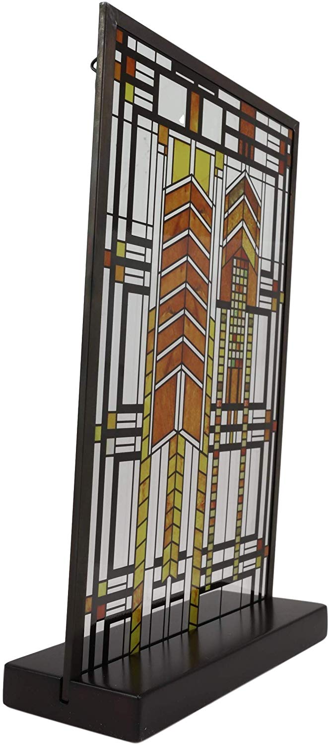 Ebros Frank Lloyd Wright Autumn Sumac Stained Glass 10" by 6.5" Desktop Plaque