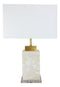 27"H Contemporary Elegant Stacked Marble Gold Plated Metal Table Lamp W/ Shade