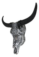 Western Floral Tribal Tattoo Tooled Bison Bull Cow Skull Wall Decor Plaque