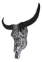 Western Floral Tribal Tattoo Tooled Bison Bull Cow Skull Wall Decor Plaque