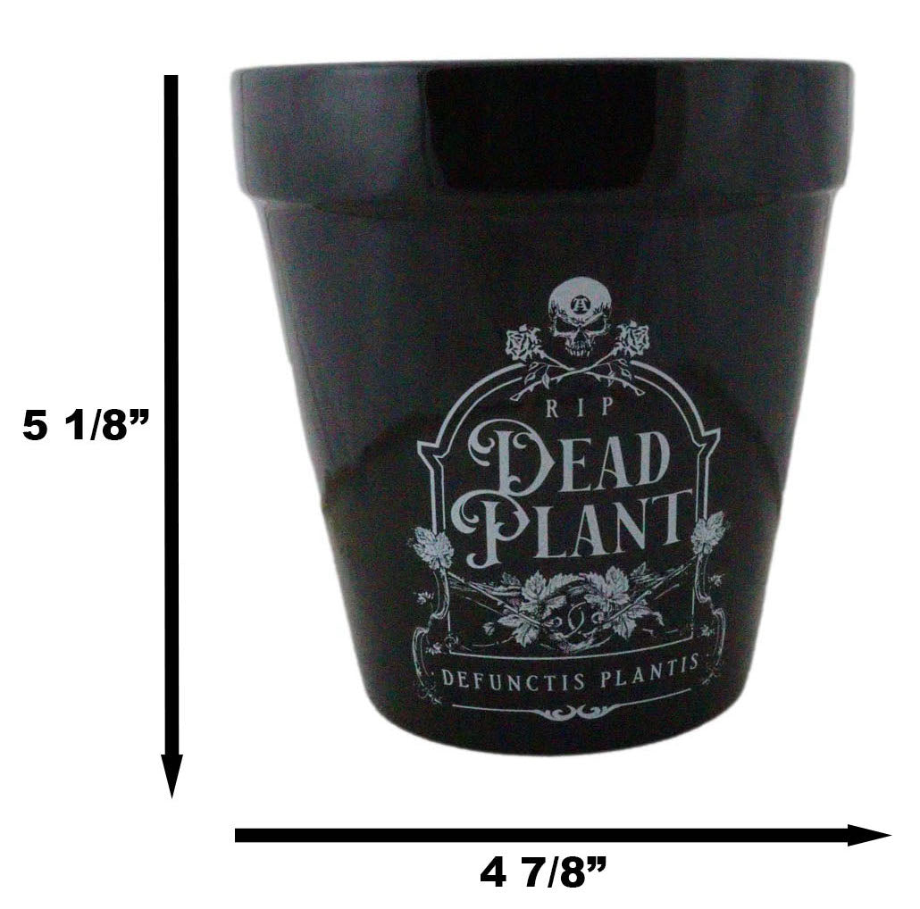 Dead Plant RIP Skull Grave Tombstone Wicca Witch Flower Herbs Planter Pot - Ebros Gift