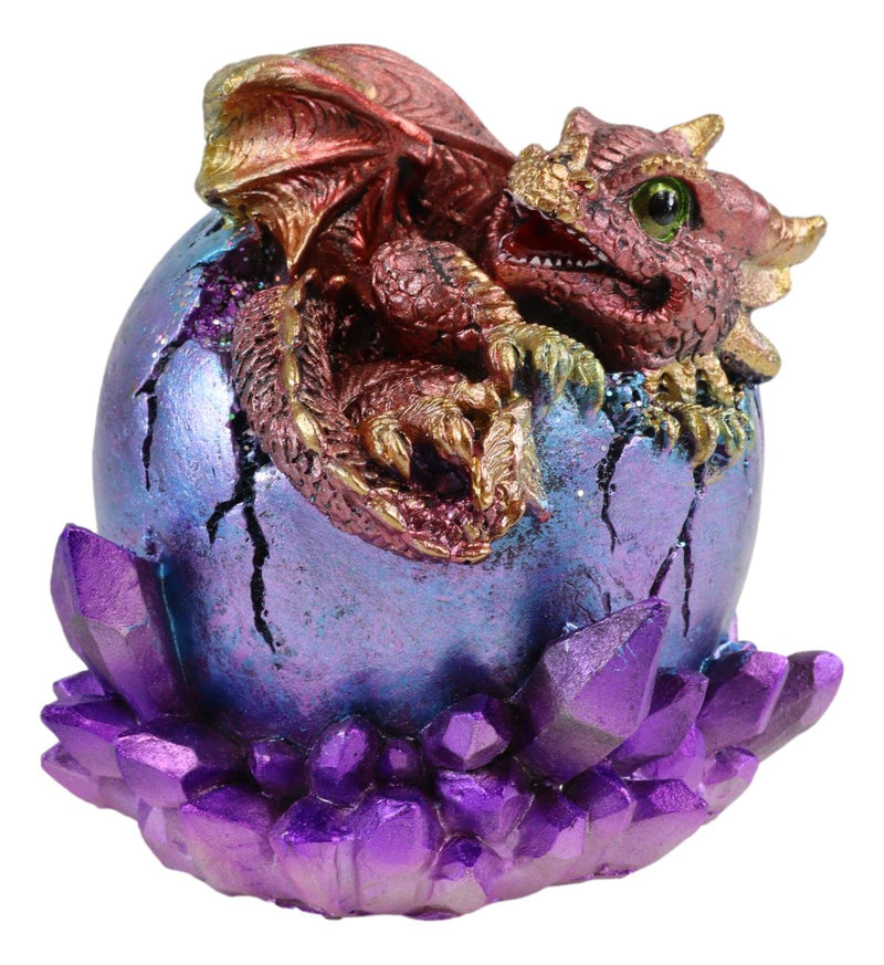 Ebros Red Dragon Wyrmling Nestling In Purple Egg With LED Night Light Figurine