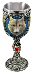 Ebros Lone Wolf Celtic Magic 7oz Wine Chalice Goblet 7oz Home Kitchen And Dining Decor Accessory Ceremonial Goblet For Direwolf Wolves Timberwolf Coyote Fans