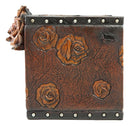 Rustic Vintage Blooming Floral Red Roses Faux Tooled Leather Tissue Box Cover
