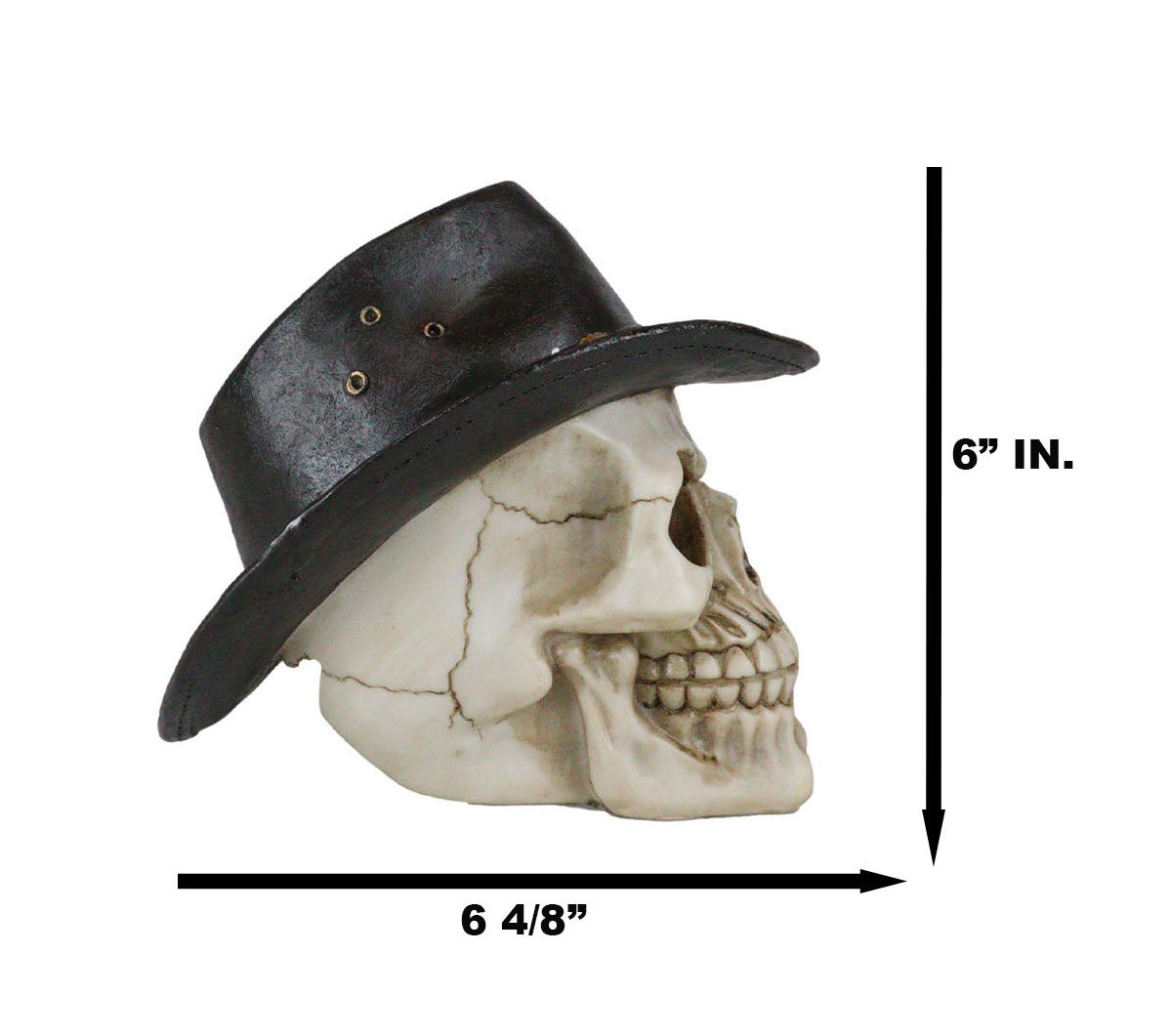 Western Cowboy Rodeo Skull Statue 6.75"Long Day Of The Dead Skull Figurine