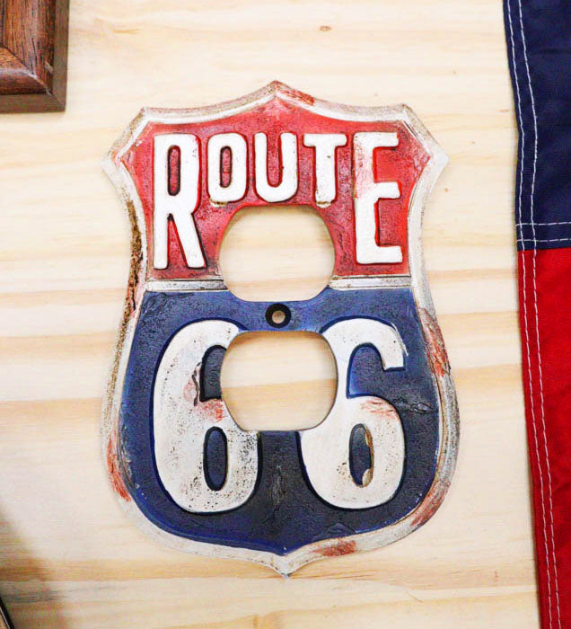 Set of 2 Western US Highway Route 66 Sign Double Receptacle Outlet Wall Plates