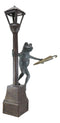 40"H Aluminum Whimsical Frog Dancing By Street Light Post Garden Lantern Statue