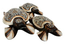 Balinese Wood Handicrafts Polkadot Shell Turtle Family Ashtray Box Figurine Set
