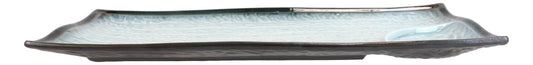 Pack Of 5 Ceramic Zen Blue Dinner Sushi Entree Platter Plate W/ Sauce Partition