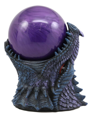 Ebros Giant Serpentine Bahamut Fire Dragon With Purple Sand Storm Ball Figurine - Ebros Gift