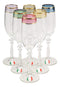 Ebros Set of 6 Colorful Victorian Floral Italian Import Champagne Or Sparkling Wine Flute Glasses With Gold Plated Border Accent & Stylized Stem Base 6oz Bartending Glassware