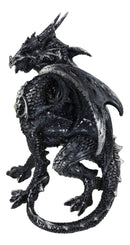 Gothic Fantasy Medieval Ember Crystal Heart Black Dragon Crouching Figurine